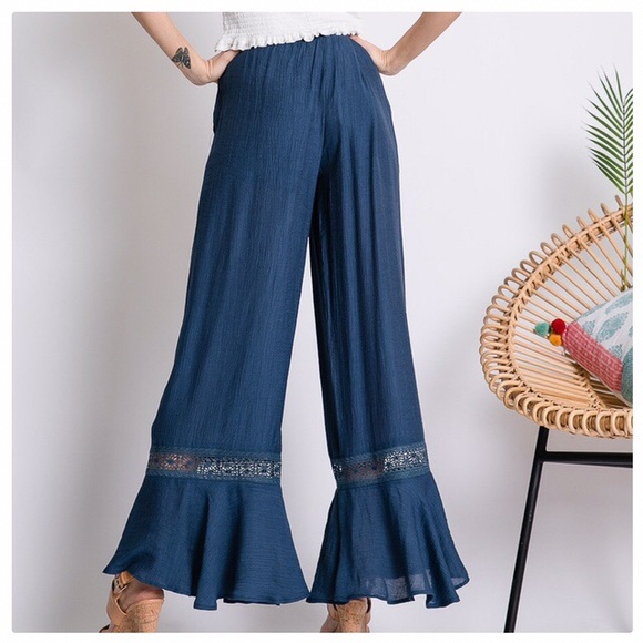 Indigo Teal Palazzo Hippy Pants - Picture 5 of 7
